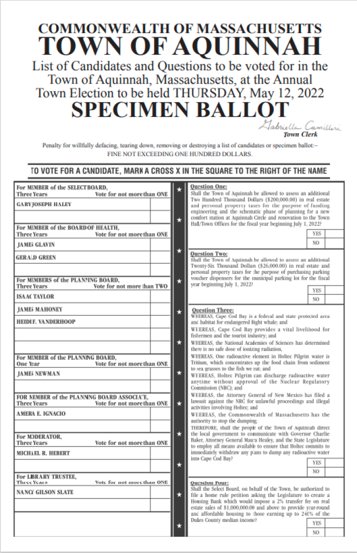 specimen ballot