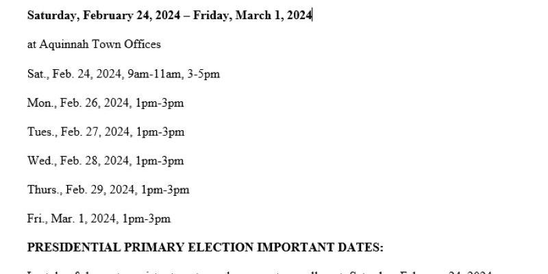 PRESIDENTIAL PRIMARY ELECTION INFORMATION PRESIDENTIAL PRIMARY ELECTION INFORMATION